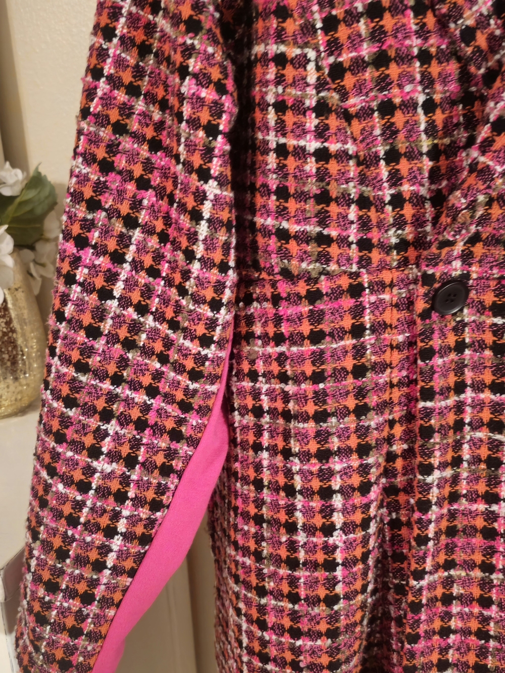 Torrid Pink Plaid Bouclé Statement Pea Coat 1X/14/16 - Picture 10 of 12